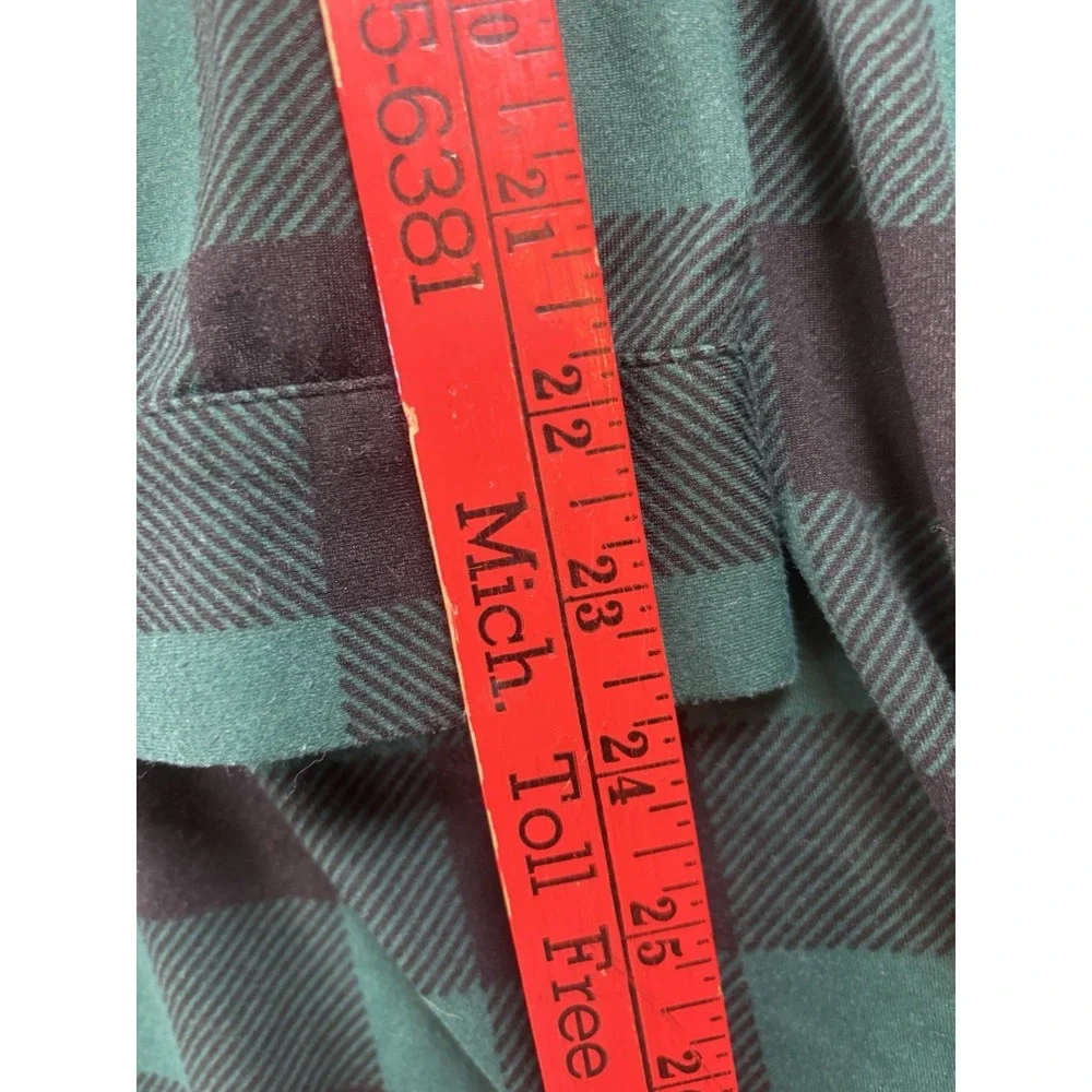 Woman Within 1X Buffalo Plaid Check Shirt Half Button Green/Black Long Sleeve